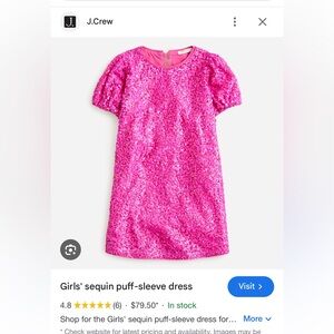 NEW w/ tags J Crew Girls Sequence Puff Sleeve Dress - Size 8 Pink